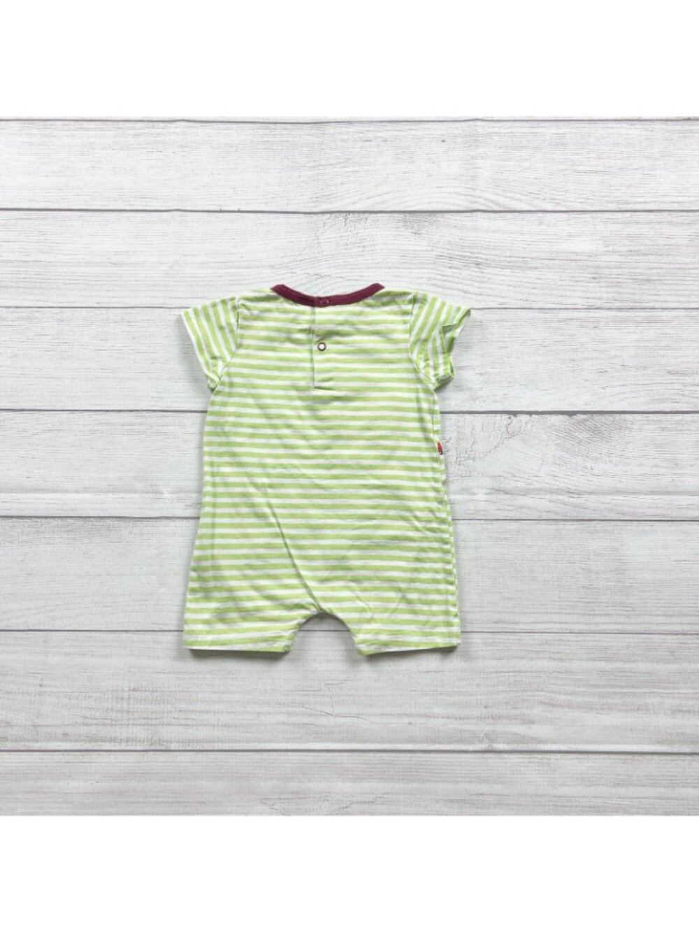 Peppy Mini Baby Romper Green Striped Short Sleeve Hedgehog Print 3-6 Months - Picture 3 of 3